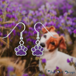 Purple Sparkle Paws Earrings