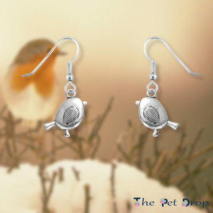 Silver Robin Drop Earrings - The Pet Drop