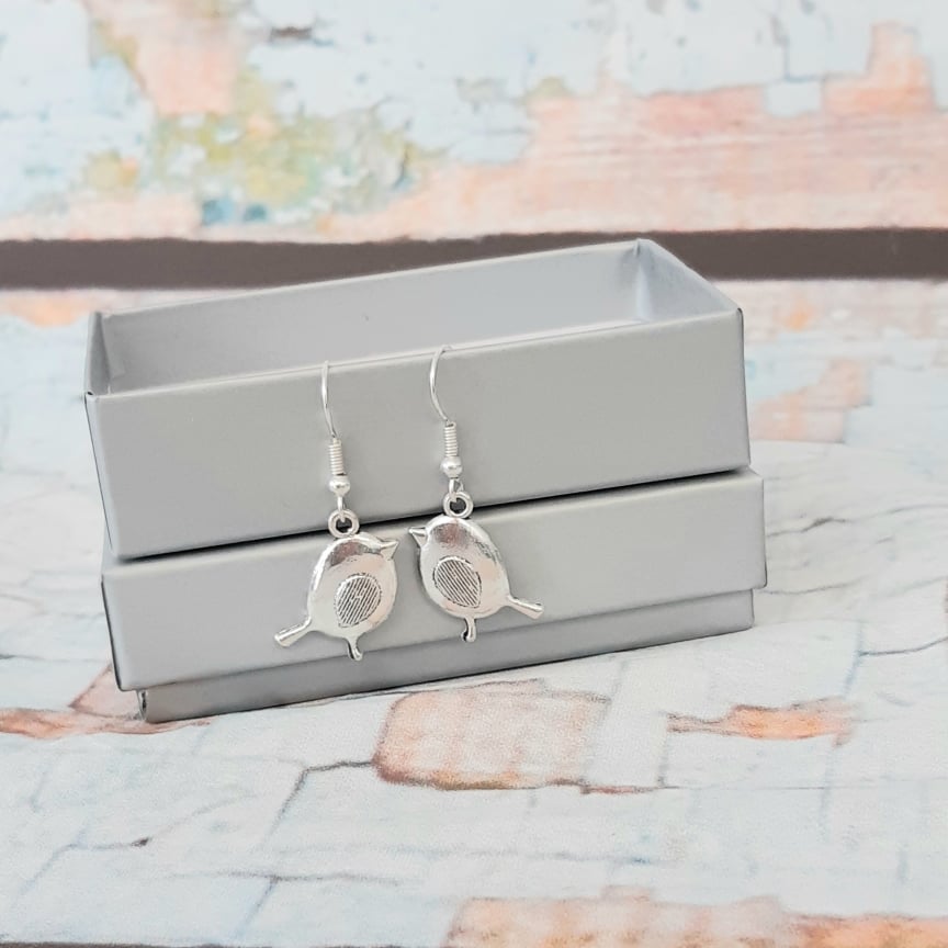Silver Robin Drop Earrings - The Pet Drop