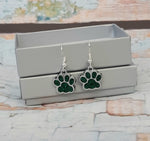Green Sparkle Paws Earrings