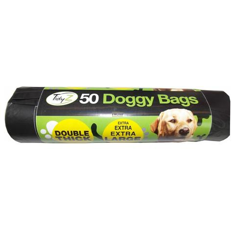 roll of 50 dog poop bags on white background