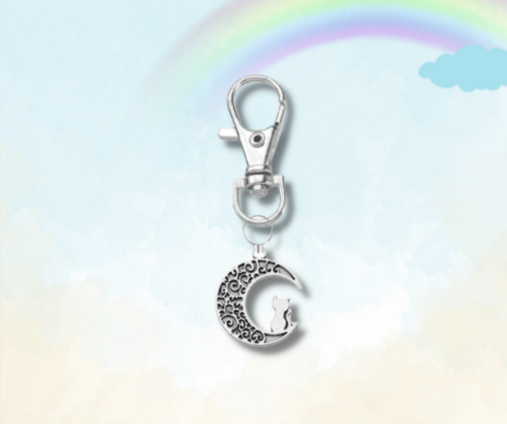 Cat on the Moon Keyring