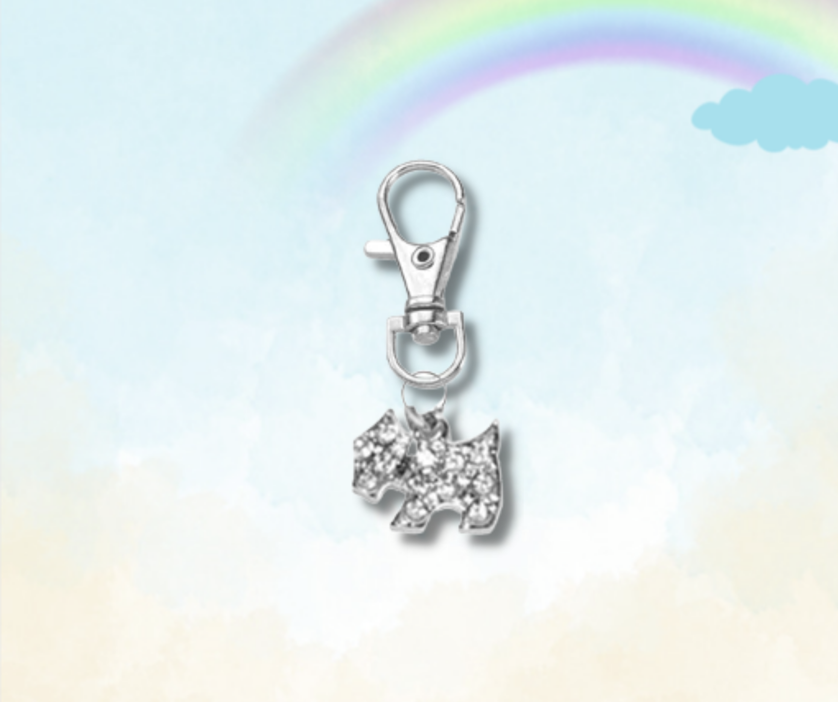 Clear Crystal Scottie Dog Keyring