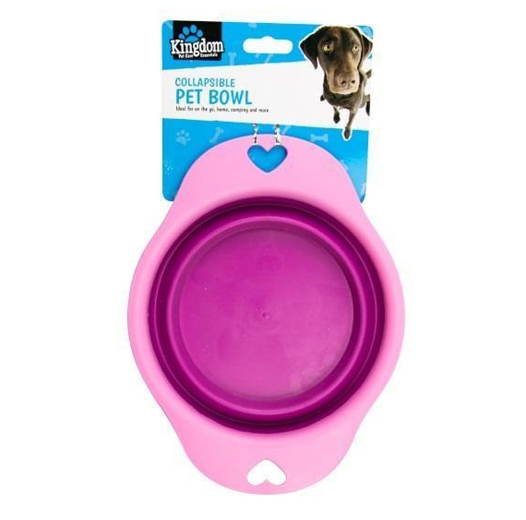 Collapsible Travel Bowl (Pink) - The Pet Drop