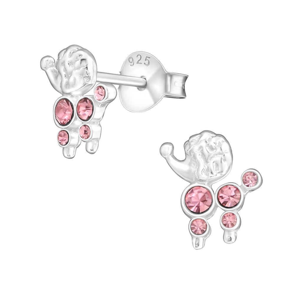Sterling Silver Crystal Poodle Earrings