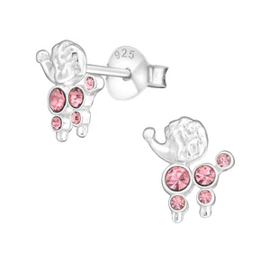 Sterling Silver Crystal Poodle Earrings