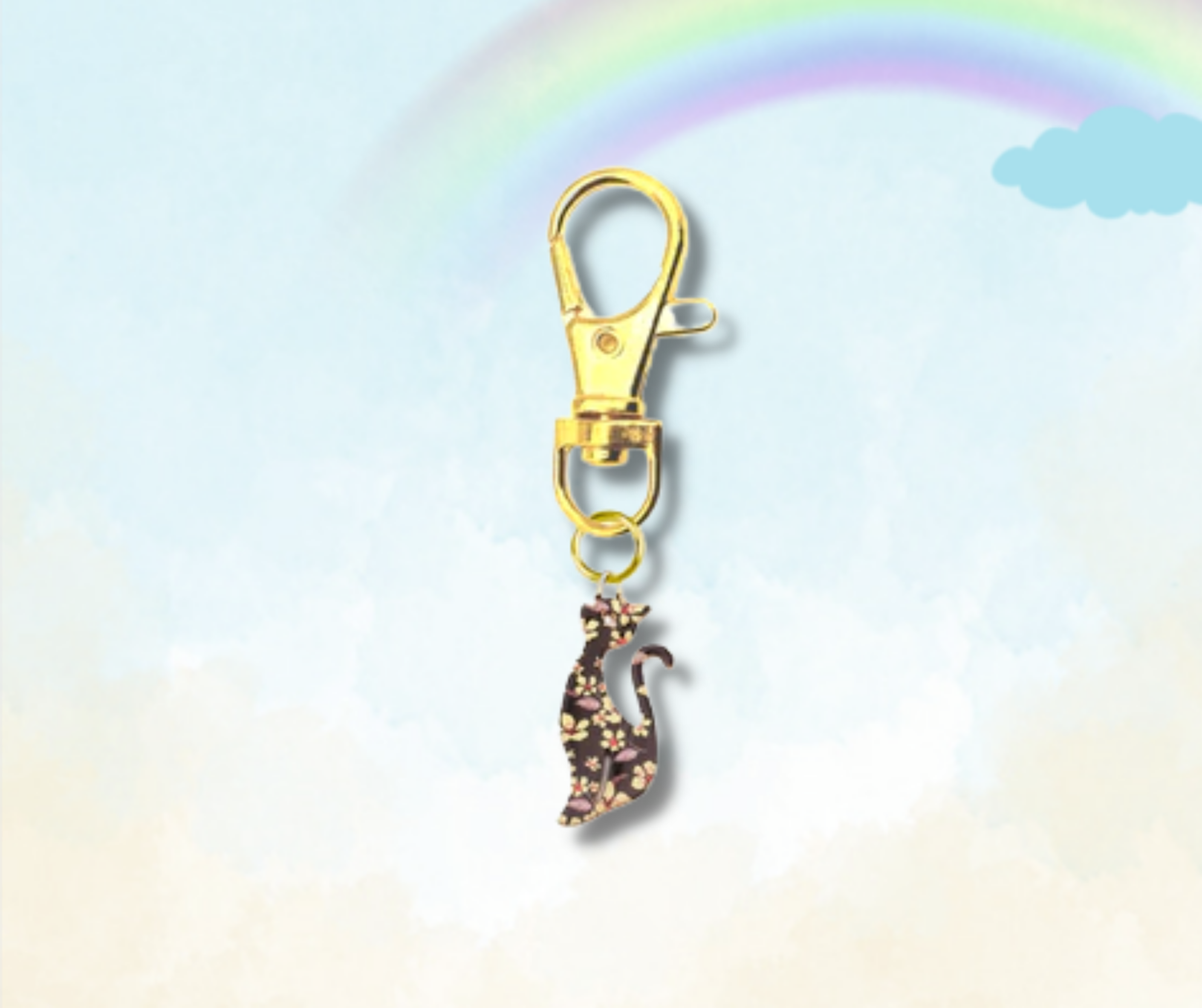 Flowery Cat Keyring