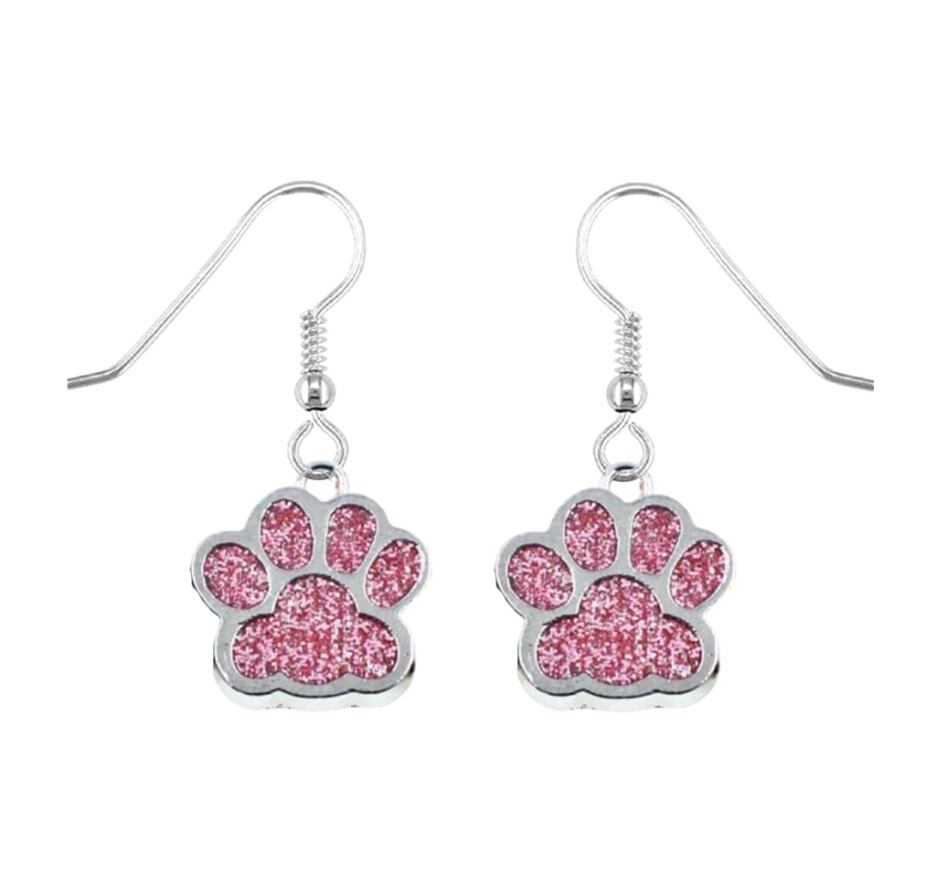 Pink Sparkle Paws Earrings