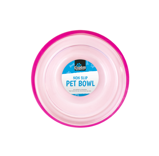 Non Slip Clear Pink Pet Bowl - The Pet Drop
