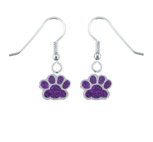 Purple Sparkle Paws Earrings