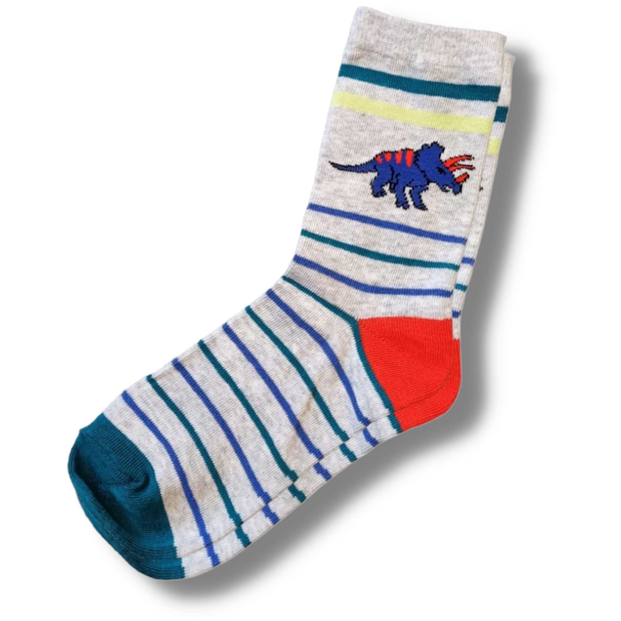 Triceratops Stripy Children's Socks (Size 9-12 and 12.5-3.5)