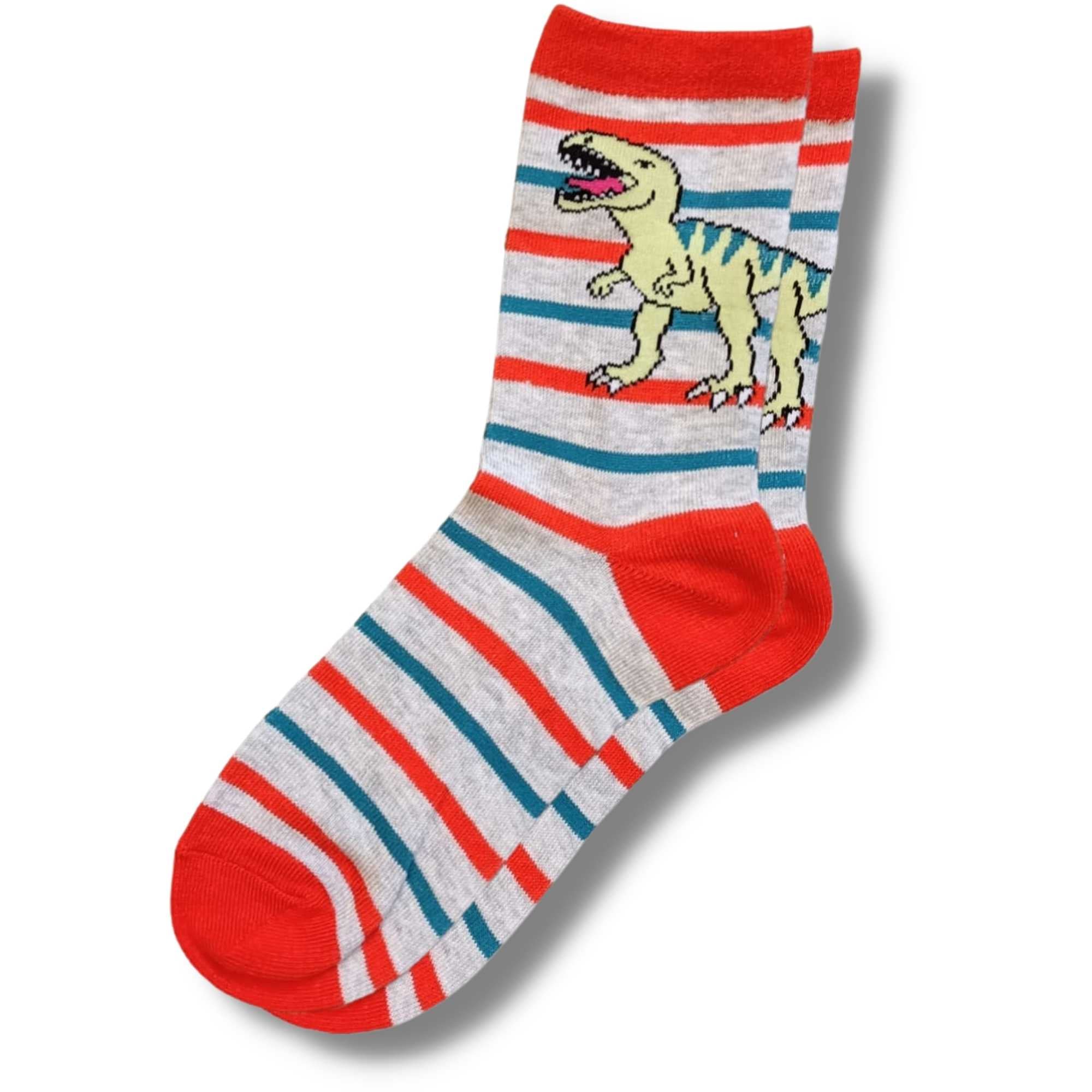 T-Rex Stripy Children's Socks