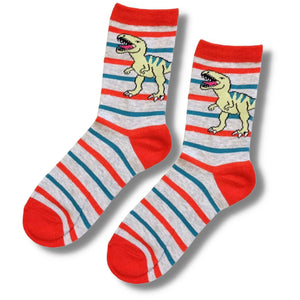 T-Rex Stripy Children's Socks