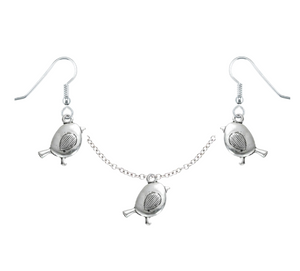 Silver Robin Necklace & Earring Set