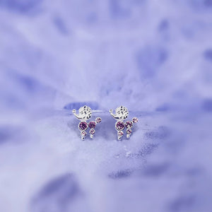 Sterling Silver Crystal Poodle Earrings