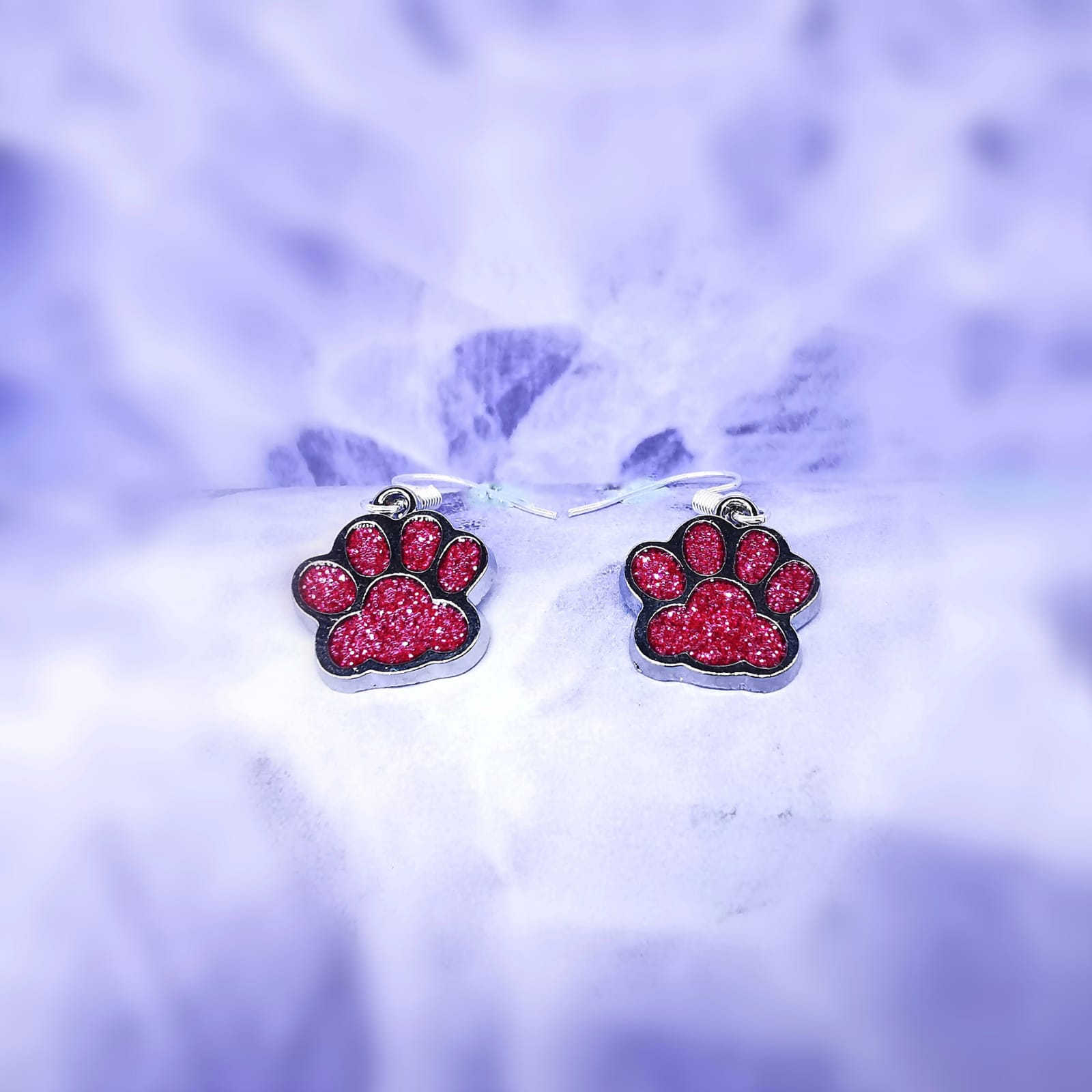 Pink Sparkle Paws Earrings