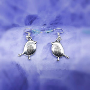 Silver Robin Drop Earrings