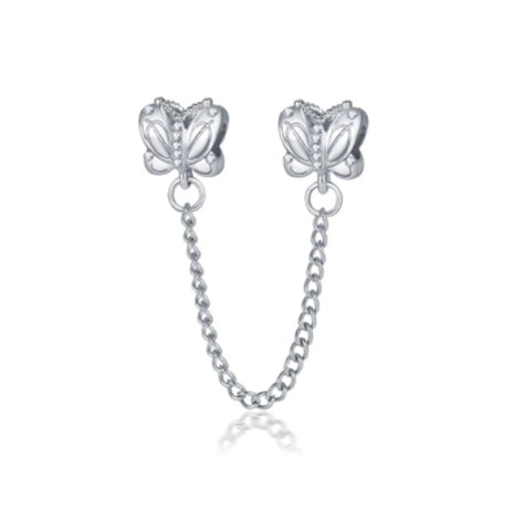 Silver Butterfly Safety Chain Charm