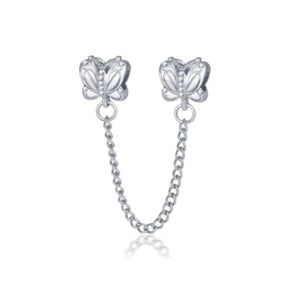 Silver Butterfly Safety Chain Charm