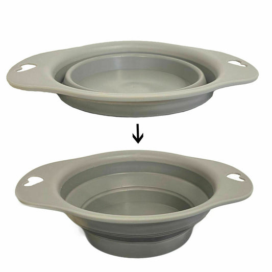 Collapsible Travel Bowl (Grey) - The Pet Drop